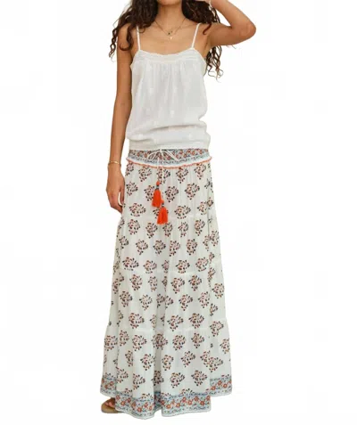 Mabe Stella Print Maxi Skirt In Ecru/rust In Multi