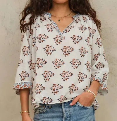 Mabe Stella Print Top In Ecru/rust In Multi