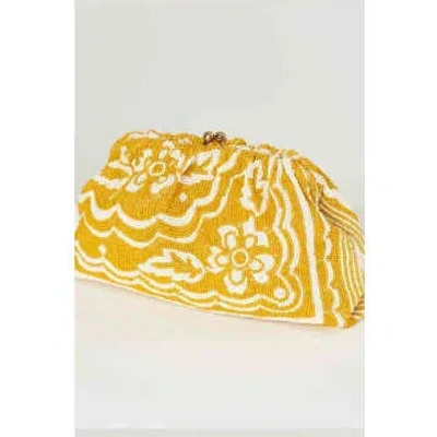 Mabe Sylvie Beaded Mustard Clutch In Yellow