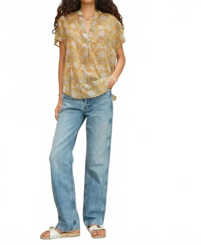 Mabe Tulsi Print Short Sleeve Top In Mustard In Yellow