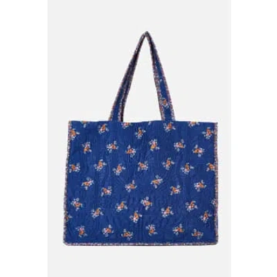 Mabe Vivi Quilted Navy Tote In Blue