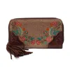 Mabe Women's Audrey Embroidered Clutch Wallet In Brown In Multi