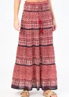 Mabe Mari Print Maxi Skirt In Red Multi