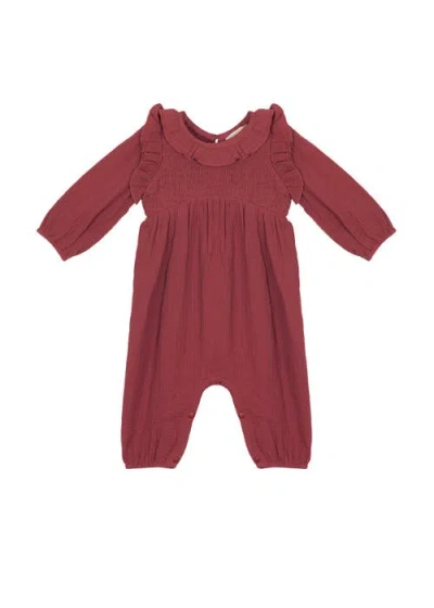 Mabel + Honey Babies'  Autumn Romper In Red