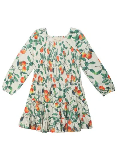 Mabel + Honey Babies'  Clementine Smocked Long Sleeve Dress In Green