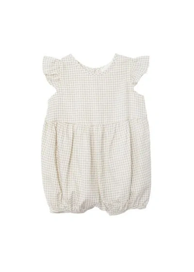 Mabel + Honey Babies'  Dakota Ruffled Short Sleeve Romper In Neutral