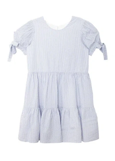 Mabel + Honey Babies'  Darling Bluebell Gathered Short Sleeve With Bow Detail Dress