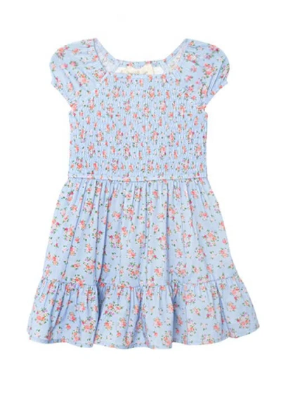 Mabel + Honey Babies'  Delia Cap Sleeve Dress In Blue