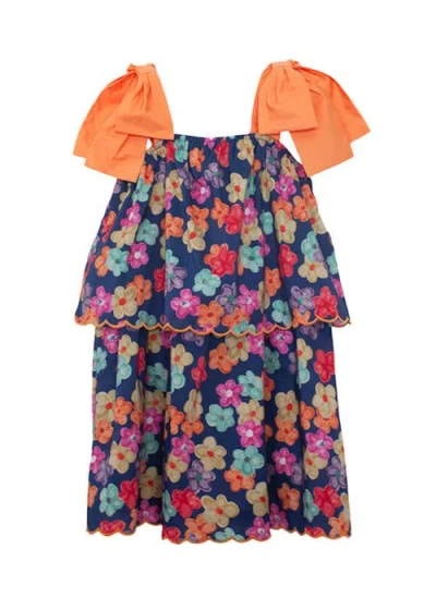 Mabel + Honey Kids'  Fiesta Cap Sleeve Dress In Multi