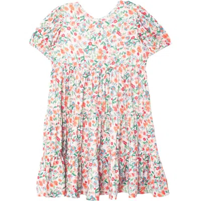 Mabel + Honey Kids'  Florentine Short Gathered Sleeve Dress In Orange