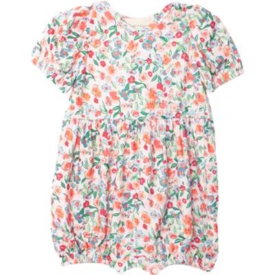 Mabel + Honey Babies'  Florentine Short Gathered Sleeve Romper In Multi