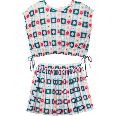 Mabel + Honey Kids'  Flower Pops Cap Sleeve Two Piece Set In Multi