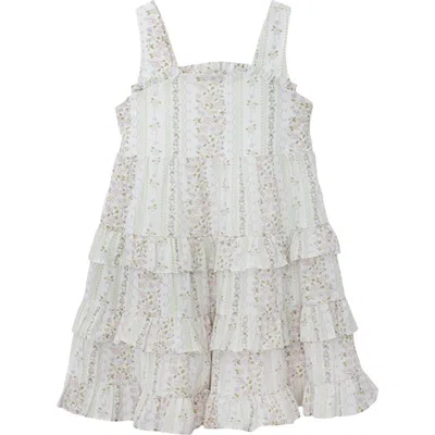 Mabel + Honey Babies'  Graceful Garden Sleeveless Floral Dress In White