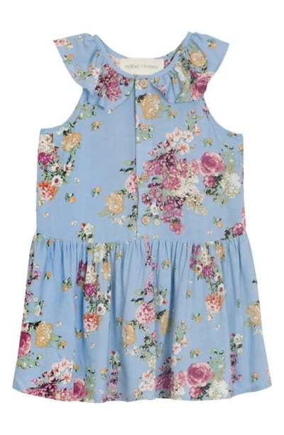 Mabel + Honey Kids' Duchess Floral Dress In Blue