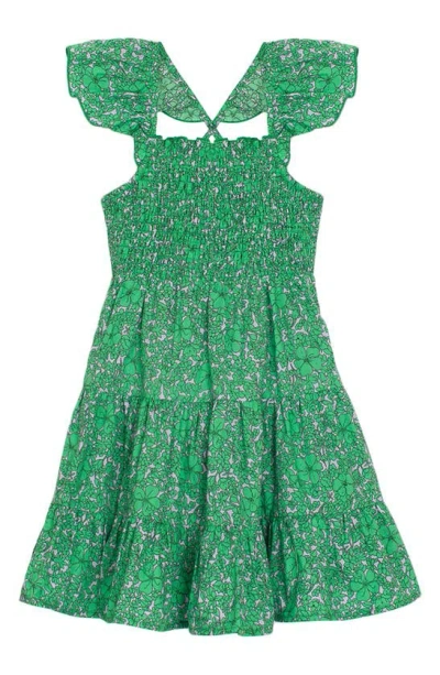 Mabel + Honey Kids' Meadow Print Dress In Green