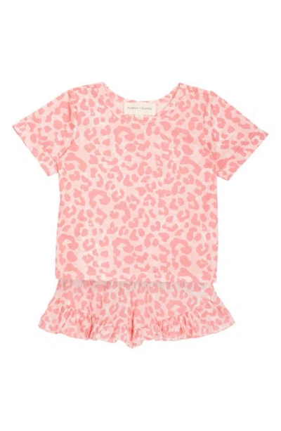 Mabel + Honey Kids' Puurty Print Knit Shirt & Shorts Set In Pink