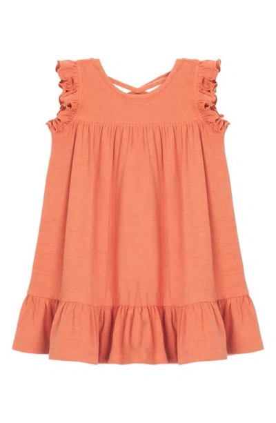 Mabel + Honey Kids' Vienna Rib Knit Dress In Orange