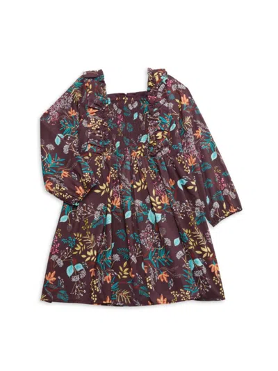 Mabel + Honey Kids' Little Girl's & Girl's Floral A-line Dress In Brown