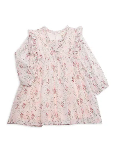 Mabel + Honey Kids' Little Girl's Floral Ruffle A-line Dress In Pink