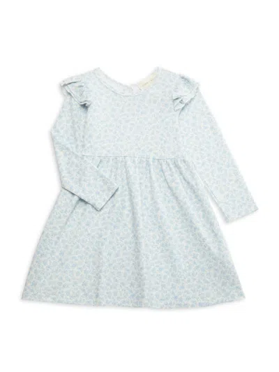 Mabel + Honey Kids' Little Girl's Hannah Floral Ruffle Dress In Blue