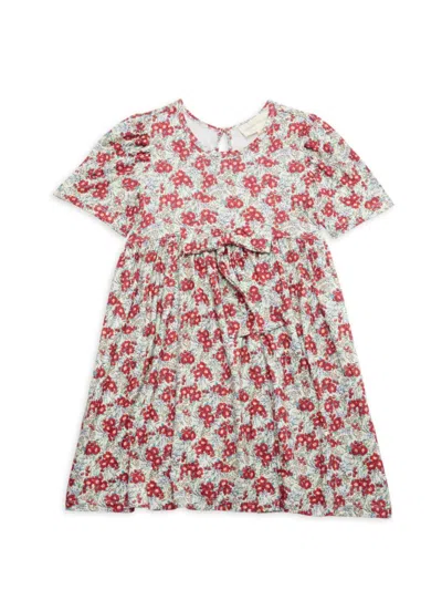 Mabel + Honey Kids' Little Girl's Holly Floral Dress In Red