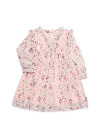 Mabel + Honey Babies' Little Girl's Sweet Serenade Floral Chiffon Dress In Pink Floral