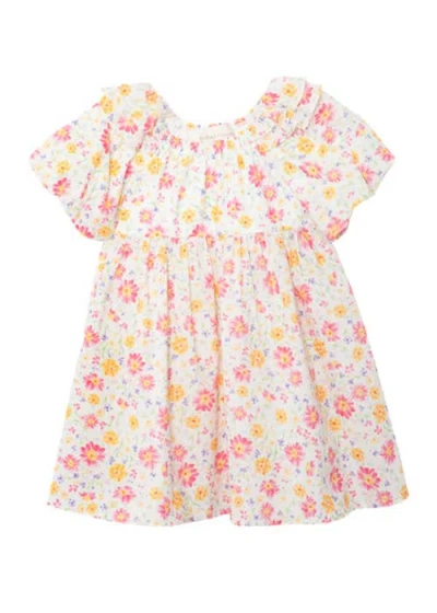 Mabel + Honey Babies'  Petal Party Short Bubble Sleeve Dress In White