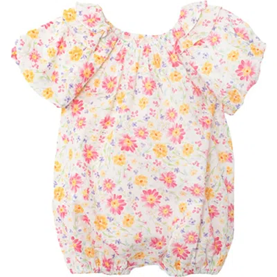Mabel + Honey Babies'  Petal Party Short Bubble Sleeve Romper In Multi