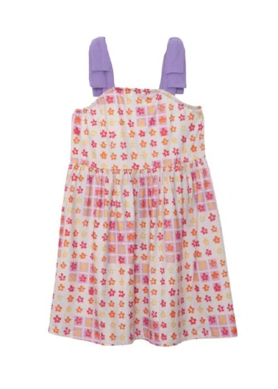 Mabel + Honey Kids'  Petal Power Tank Sleeve With Knot Detail Dress In Multi