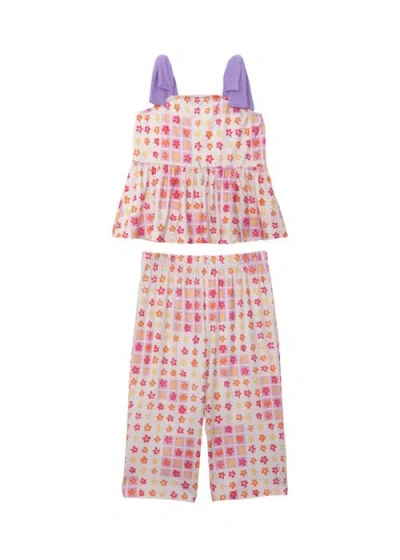 Mabel + Honey Kids'  Petal Power Tank Sleeve With Knot Detail Two Piece Set In Multi