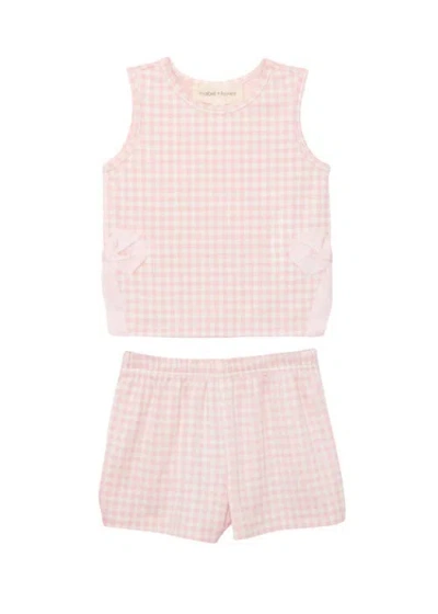 Mabel + Honey Babies'  Pink Plaid Perfection Sleeveless Two Piece Set