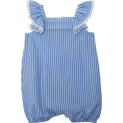 Mabel + Honey Babies'  Piper Ruffled Tank Romper In Blue