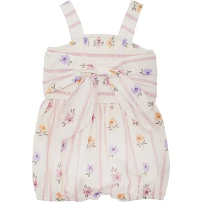 Mabel + Honey Babies'  Purple Bouquet Tank Romper In Pink