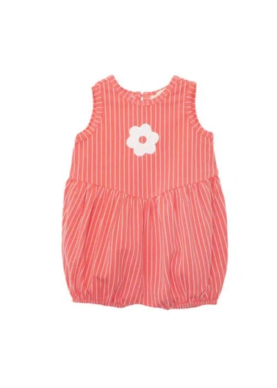 Mabel + Honey Babies'  Striped Blossom Sleeveless Romper In Red