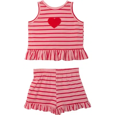 Mabel + Honey Kids'  Sugar Sweet Sleeveless Two Piece Set In Red
