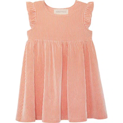 Mabel + Honey Babies'  Sunkissed Apricot Short Flutter Sleeve Dress In Multi