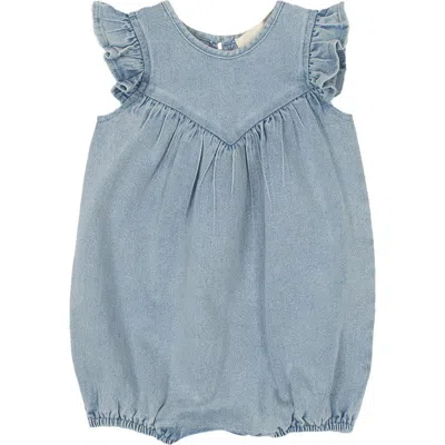 Mabel + Honey Sunset Fields Blue Baby Romper In Gray