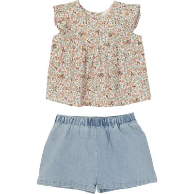 Mabel + Honey Kids'  Sunset Fields Two Piece Set In Multi