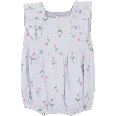 Mabel + Honey Tiny Tulip Baby Romper In Blue