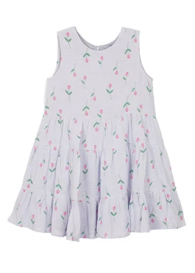 Mabel + Honey Kids'  Tiny Tulip Drop Waist Dress In Purple