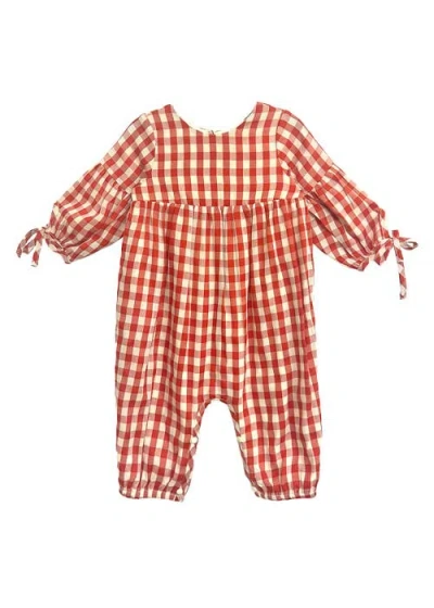 Mabel + Honey Babies'  Tis' The Season Romper In Red