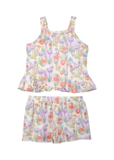 Mabel + Honey Kids'  Tulip Twirl Tank Two Piece Set In Multi
