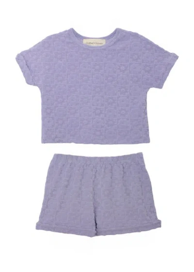 Mabel + Honey Kids'  Veronica Short Sleeve Two Piece Set In Blue