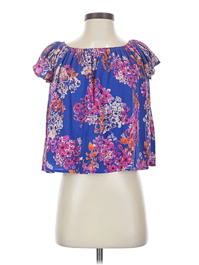 Pre-owned Mabel Short Sleeve Blouse In Blue