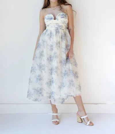 Mable Adeline Floral Midi Dress In Blue