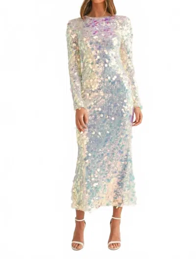 Mable Adella Sequin Midi Dress In Silver In Multi