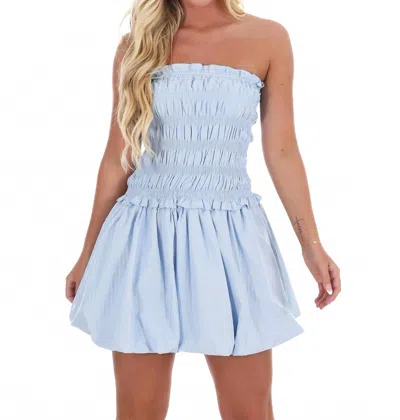 Mable Air Kiss Strapless Mini Dress In Light Blue