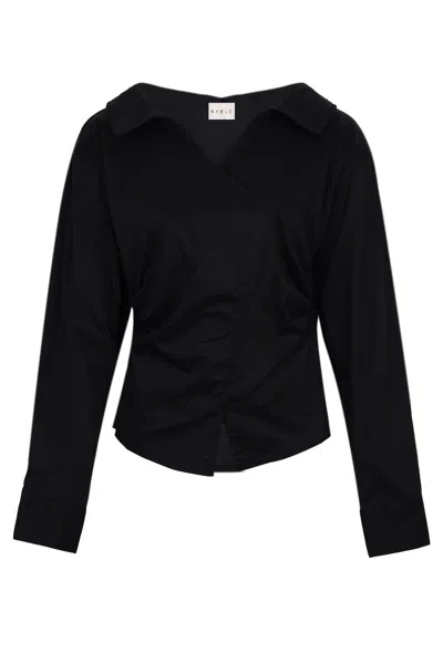Mable Angelina Wide Neck Long Shirt Black