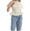 Mable Annie Peplum Top In Beige In Beige