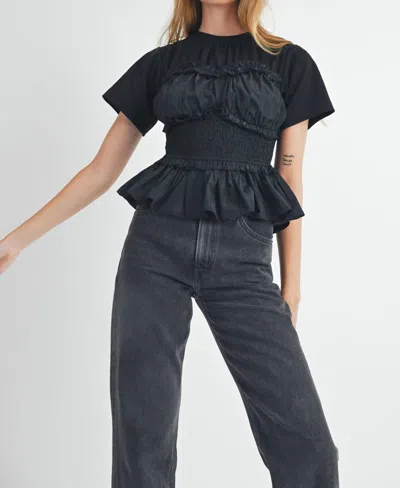 Mable Annie Peplum Top In Black